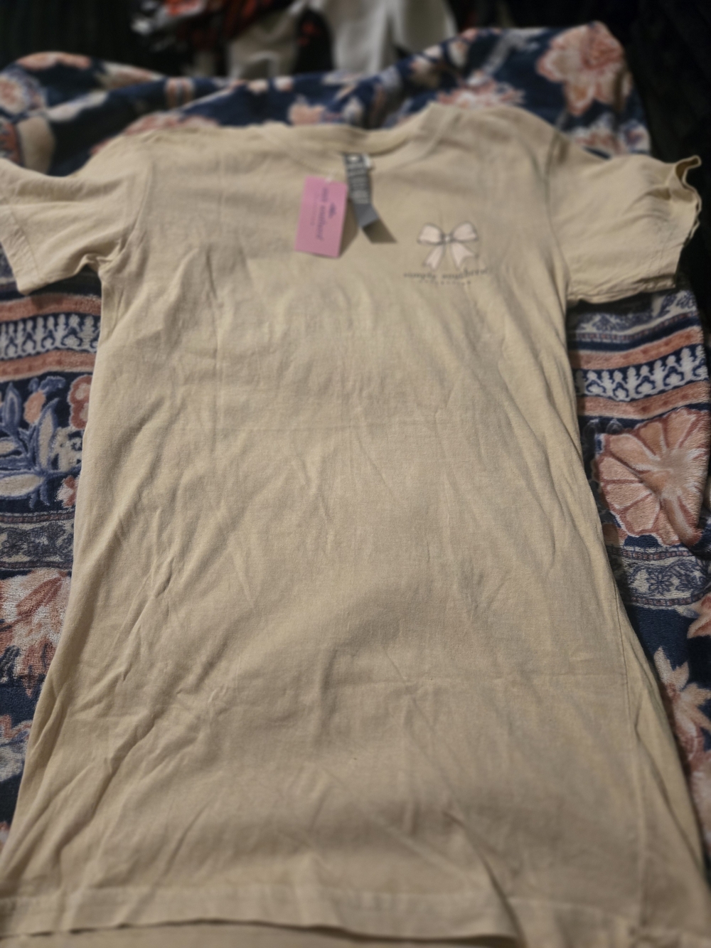 Simply Southern Cream Short Sleeve Tee with Bow Graphic